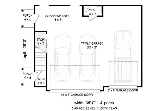 Floor Plan - Main Floor for Country House Plan #932-16 - 1 bed, 1 bath