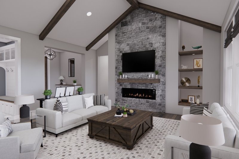 House Blueprint - Interior - Family Room 1 for Farmhouse House Plan #51-1227 - 4 bed, 2 bath