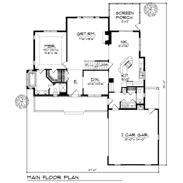 Architectural House Design - Traditional Floor Plan - Main Floor Plan #70-320