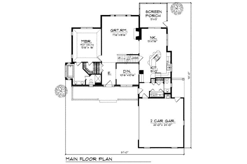 Home Plan - Floor Plan - Main Floor for Traditional House Plan #70-320 - 4 bed, 2.5 bath