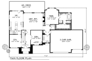 Floor Plan - Main Floor for Traditional House Plan #70-404 - 3 bed, 2.5 bath