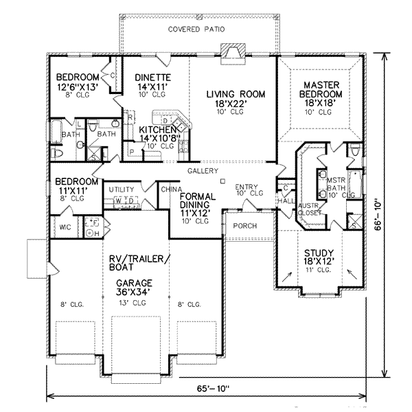Ranch Floor Plan - Main Floor Plan #65-371