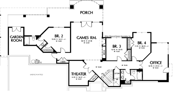 Architectural House Design - Ranch Floor Plan - Lower Floor Plan #48-301