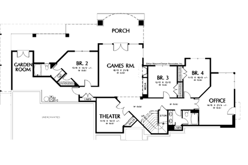 Architectural House Design - Floor Plan - Lower Floor for Ranch House Plan #48-301 - 4 bed, 3.5 bath