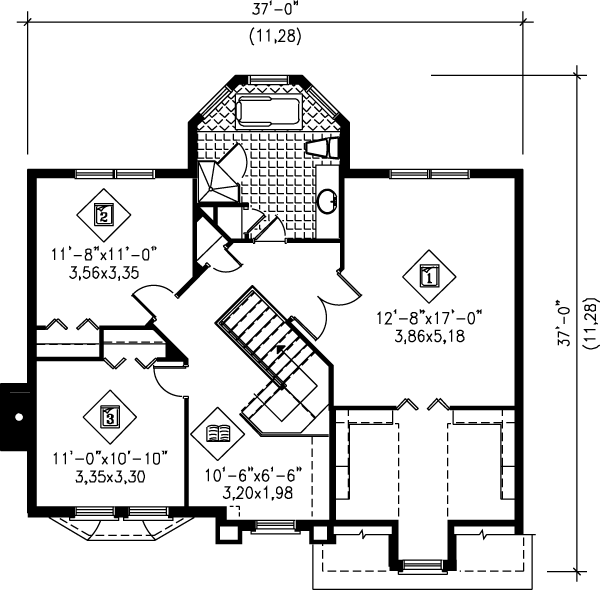 European Floor Plan - Upper Floor Plan #25-254