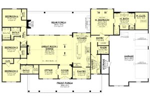 Floor Plan - Main Floor for Farmhouse House Plan #430-378 - 4 bed, 3.5 bath