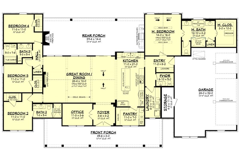 House Plan Design - Floor Plan - Main Floor for Farmhouse House Plan #430-378 - 4 bed, 3.5 bath