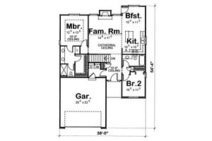 Floor Plan - Main Floor for Traditional House Plan #20-1714 - 2 bed, 2 bath