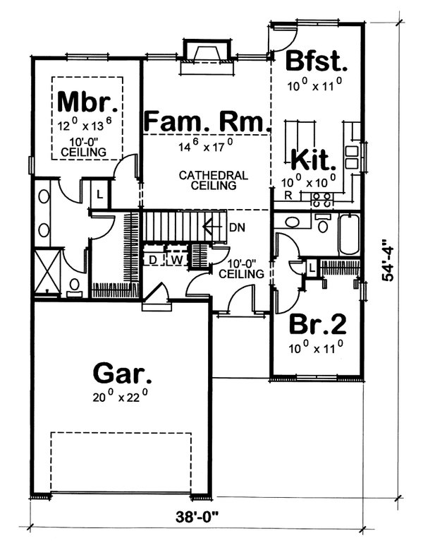 Dream House Plan - Traditional Floor Plan - Main Floor Plan #20-1714