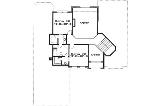Floor Plan - Upper Floor for European House Plan #6-184 - 3 bed, 2.5 bath