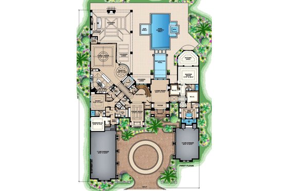 Floor Plan - Main Floor for Mediterranean House Plan #27-549 - 5 bed, 7.5 bath