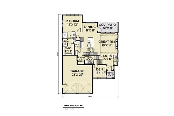 Floor Plan - Main Floor for Contemporary House Plan #1070-73 - 3 bed, 2.5 bath