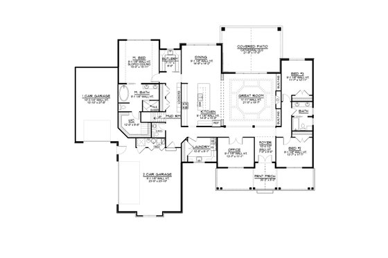 Floor Plan - Main Floor for Farmhouse House Plan #1064-116 - 3 bed, 3.5 bath