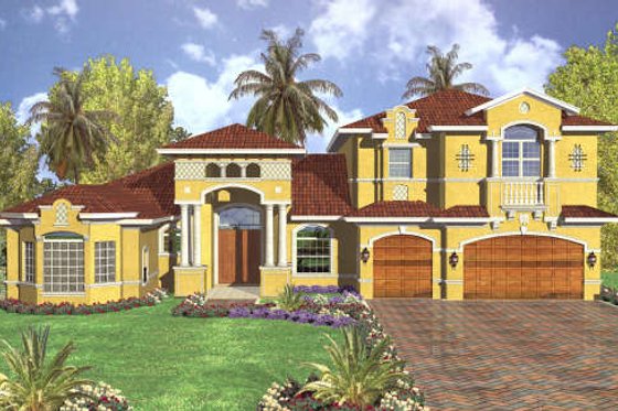 Exterior - Front Elevation for Mediterranean House Plan #420-293 - 5 bed, 4.5 bath