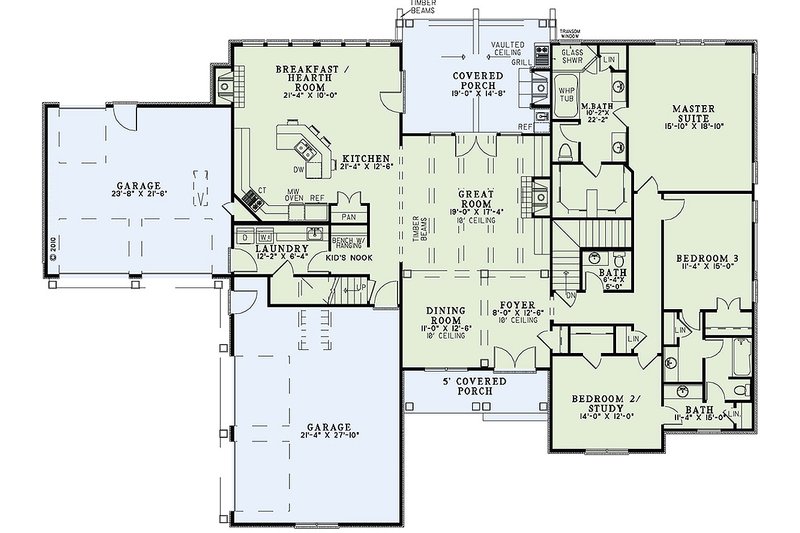 Dream House Plan - Floor Plan - Main Floor for European House Plan #17-2439 - 4 bed, 3 bath