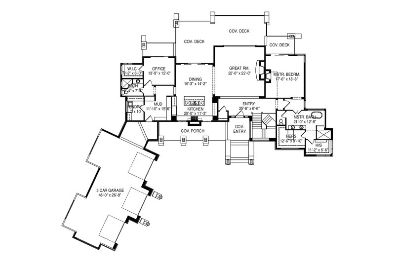 House Blueprint - Floor Plan - Main Floor for Modern House Plan #920-89 - 4 bed, 4.5 bath