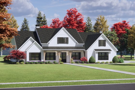 Exterior - Front Elevation 3 for Farmhouse House Plan #1096-128 - 4 bed, 3.5 bath