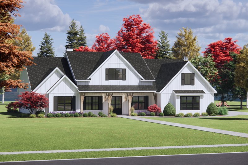 Architectural House Design - Exterior - Front Elevation 3 for Farmhouse House Plan #1096-128 - 4 bed, 3.5 bath
