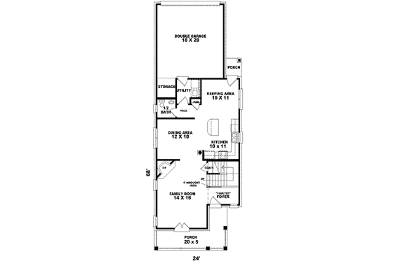 Floor Plan - Main Floor for Southern House Plan #81-466 - 4 bed, 2.5 bath