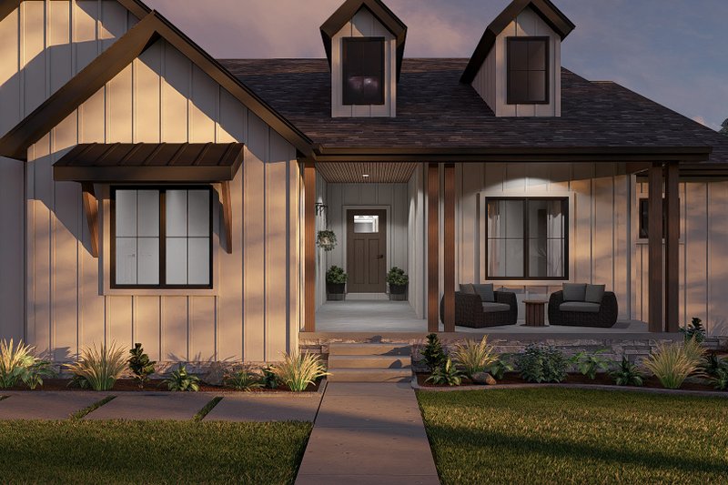 Architectural House Design - Exterior - Covered Porch for Farmhouse House Plan #455-211 - 3 bed, 3 bath