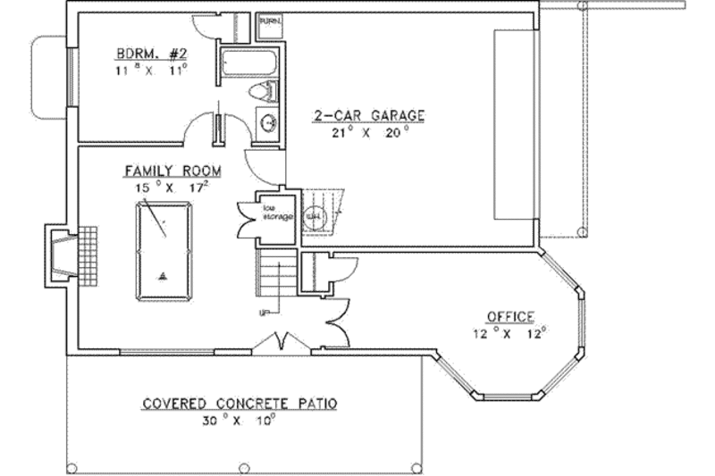 Home Plan - Floor Plan - Lower Floor for Traditional House Plan #117-332 - 2 bed, 2 bath