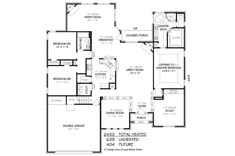 Traditional Style House Plan - 3 Beds 2 Baths 2433 Sq/Ft Plan #424-314 ...