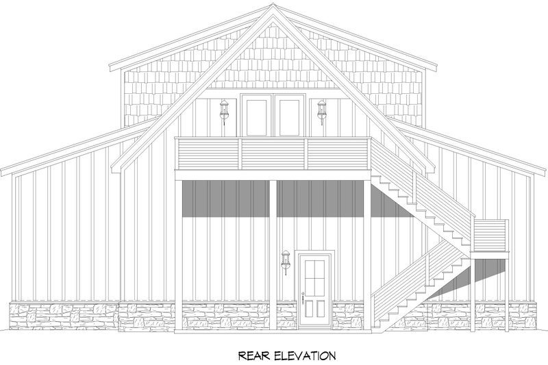 Architectural House Design - Exterior - Rear Elevation 1 for Country House Plan #932-1417 - 2 bed, 2 bath