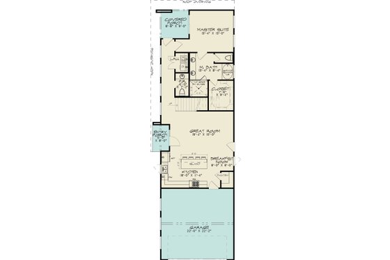 Floor Plan - Main Floor for Modern House Plan #1095-3 - 3 bed, 2.5 bath