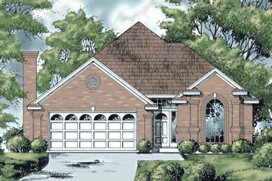 Exterior - Front Elevation for European House Plan #40-380 - 3 bed, 2 bath