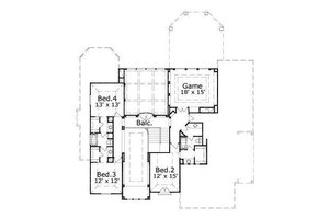 Floor Plan - Upper Floor for European House Plan #411-414 - 5 bed, 4.5 bath