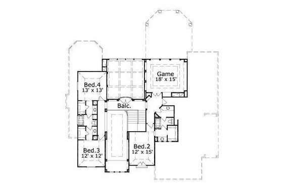Floor Plan - Upper Floor for European House Plan #411-414 - 5 bed, 4.5 bath