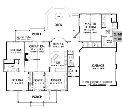 Floor Plan - Main Floor for Farmhouse House Plan #929-1046 - 3 bed, 2.5 bath