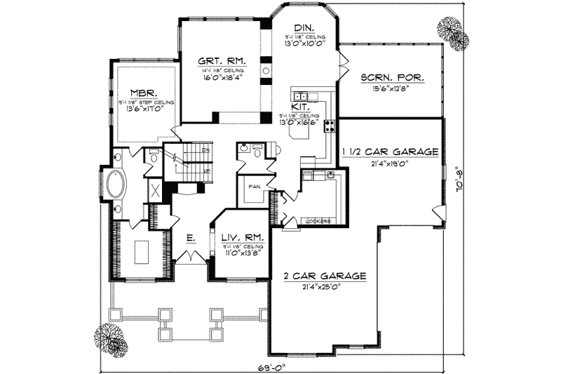 Home Plan - Floor Plan - Main Floor for European House Plan #70-697 - 4 bed, 4.5 bath