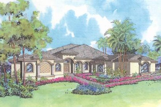 Exterior - Front Elevation for European House Plan #420-120 - 4 bed, 4.5 bath