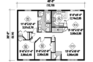 Floor Plan - Main Floor for Classical House Plan #25-4819 - 3 bed, 1 bath