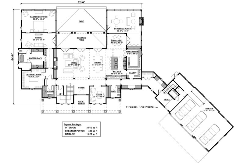 House Design - Floor Plan - Main Floor for Country House Plan #928-307 - 4 bed, 4 bath