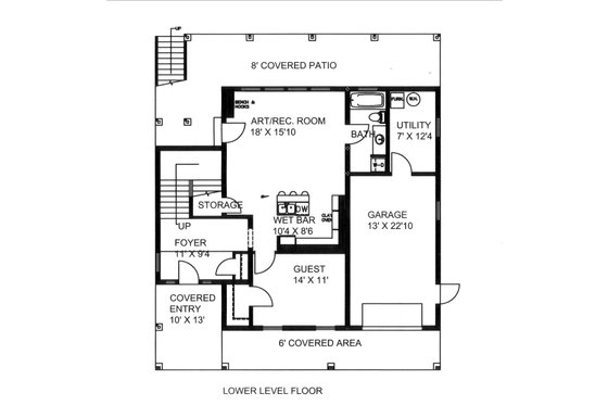 Floor Plan - Lower Floor for Contemporary House Plan #117-1111 - 3 bed, 3 bath