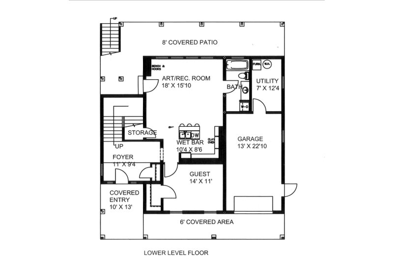 House Blueprint - Floor Plan - Lower Floor for Contemporary House Plan #117-1111 - 3 bed, 3 bath