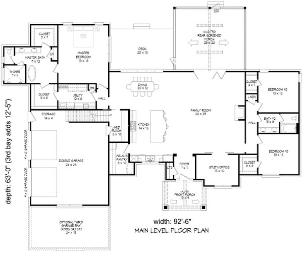 Farmhouse Floor Plan - Main Floor Plan #932-1237