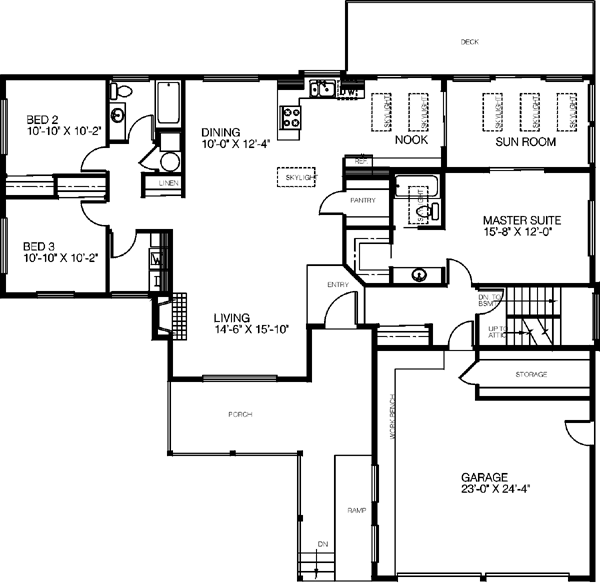 House Design - Ranch Floor Plan - Main Floor Plan #60-172