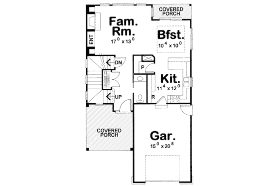 Floor Plan - Main Floor for Bungalow House Plan #20-1739 - 3 bed, 3 bath