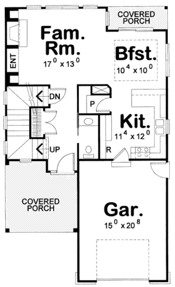 House Blueprint - Bungalow Floor Plan - Main Floor Plan #20-1739