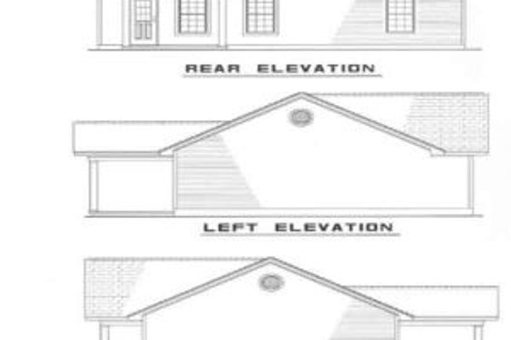 Exterior - Rear Elevation for Traditional House Plan #17-106 - 3 bed, 1 bath