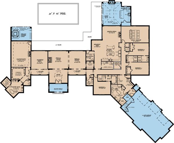 House Blueprint - European Floor Plan - Main Floor Plan #923-69