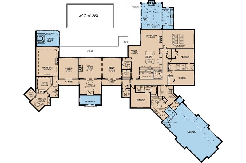 Dream House Plan - Floor Plan - Main Floor for European House Plan #923-69 - 4 bed, 4.5 bath