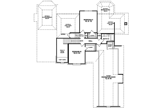 Floor Plan - Upper Floor for Traditional House Plan #81-573 - 3 bed, 2.5 bath