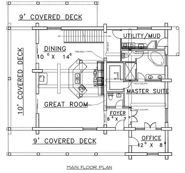 Home Plan - Log Floor Plan - Main Floor Plan #117-502