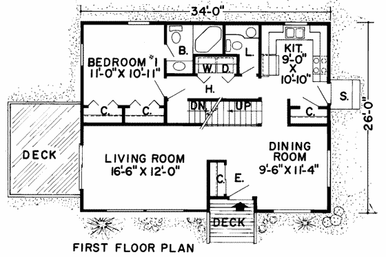 Floor Plan - Main Floor for Contemporary House Plan #312-209 - 3 bed, 2.5 bath