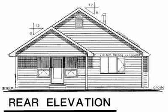 Exterior - Rear Elevation for Country House Plan #18-1061 - 2 bed, 2 bath