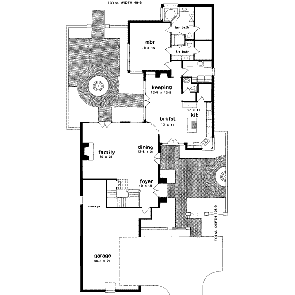House Plan Design - European Floor Plan - Main Floor Plan #301-106